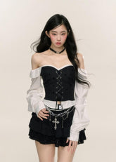 Off-shoulder T-shirt slim-fitting tops